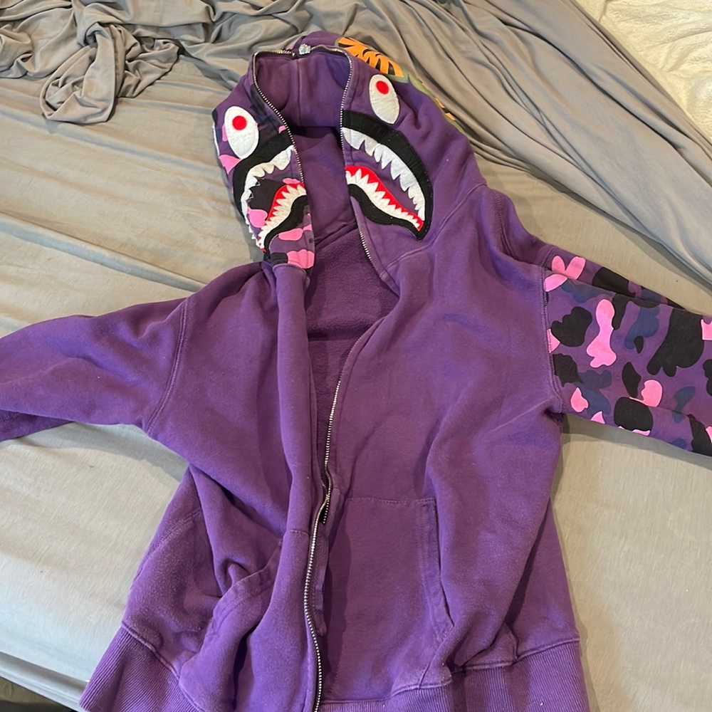 Purple Bape shark hoodie